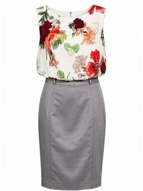 🛍️ H&M Floral Blouson Sheath Dress Size 8 Elegant Office to Event Dress